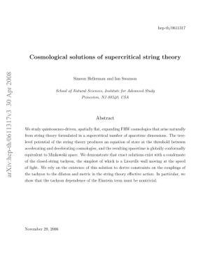 Cosmological Solutions of Supercritical String Theory