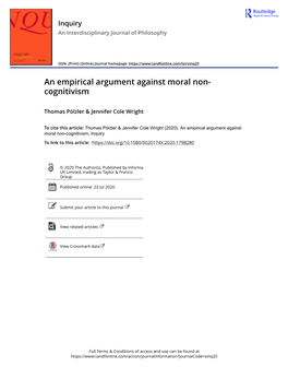 An Empirical Argument Against Moral Non-Cognitivism, Inquiry to Link to This Article