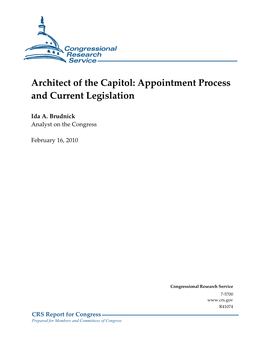 Architect of the Capitol: Appointment Process and Current Legislation