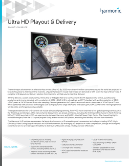 Ultra HD Playout & Delivery