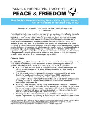 Feminist Movement-Building Reduce Violence Against Women? Fact Sheet Building on the Global Study on 1325