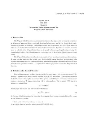 Irreducible Tensor Operators and the Wigner-Eckart Theorem †