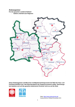 Ärztewegweiser Für Den Gesamten Landkreis Rottweil - Farblich Unterteilt Nach Regionen