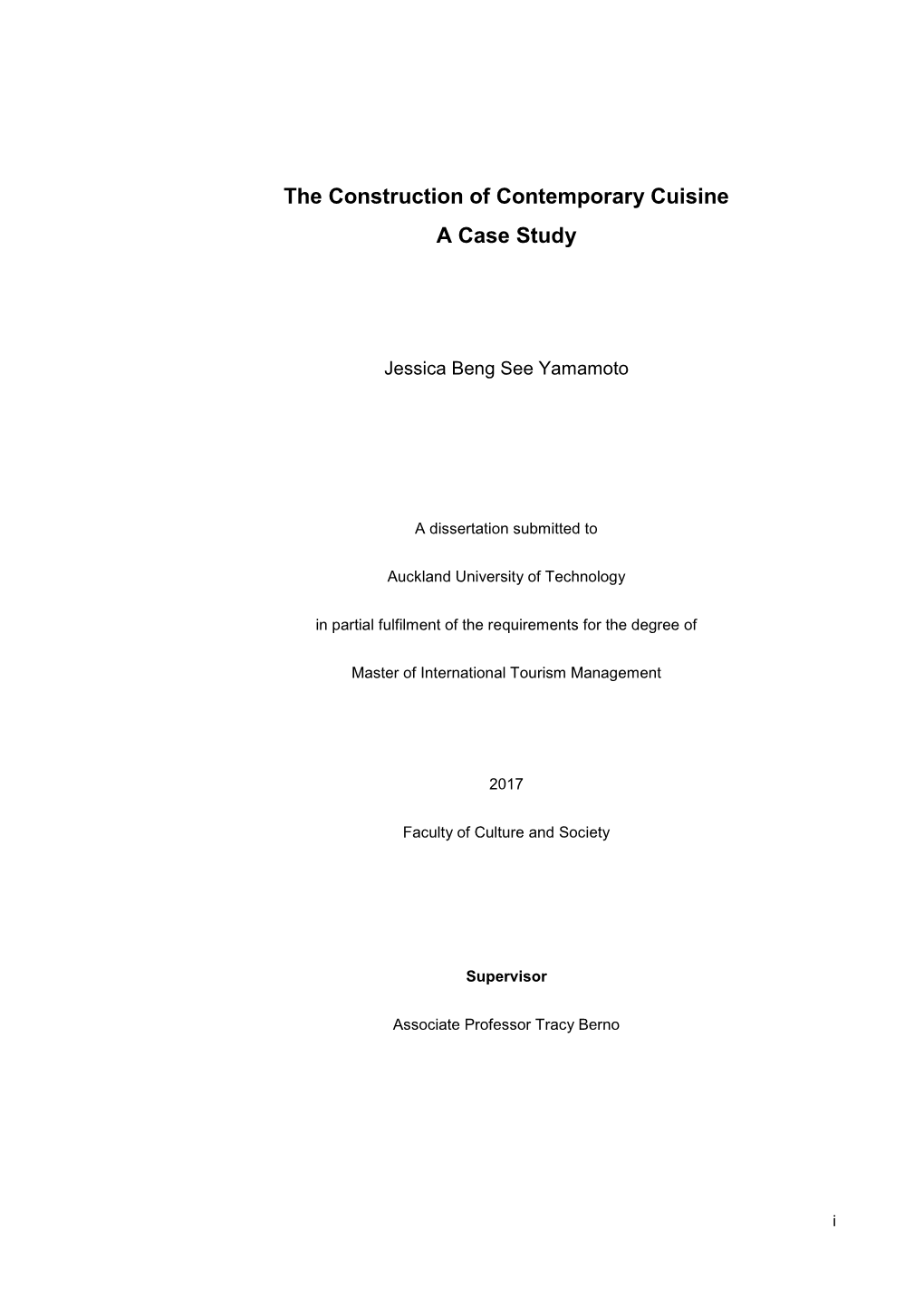 The Construction of Contemporary Cuisine a Case Study