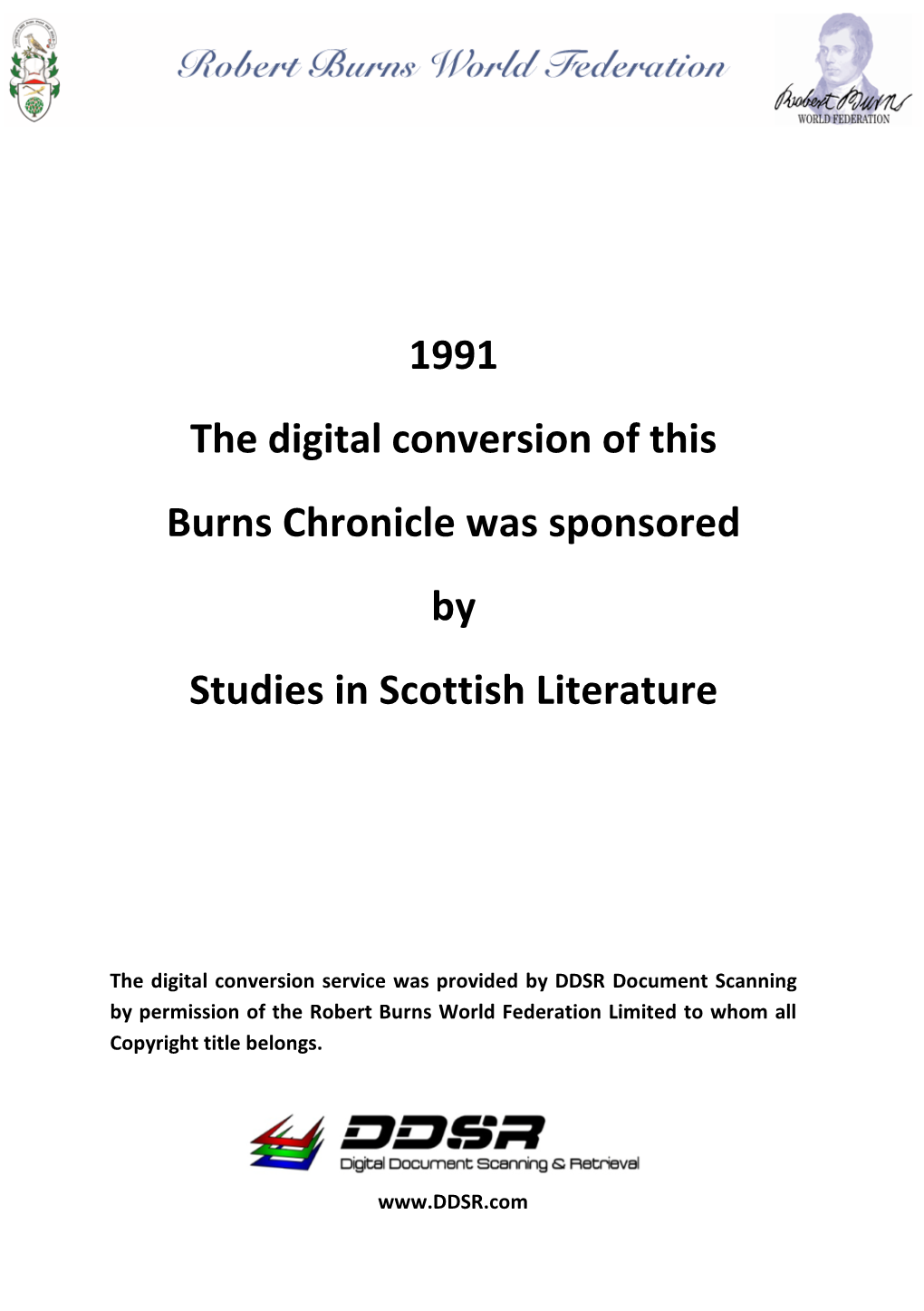 RBWF Burns Chronicle 1991