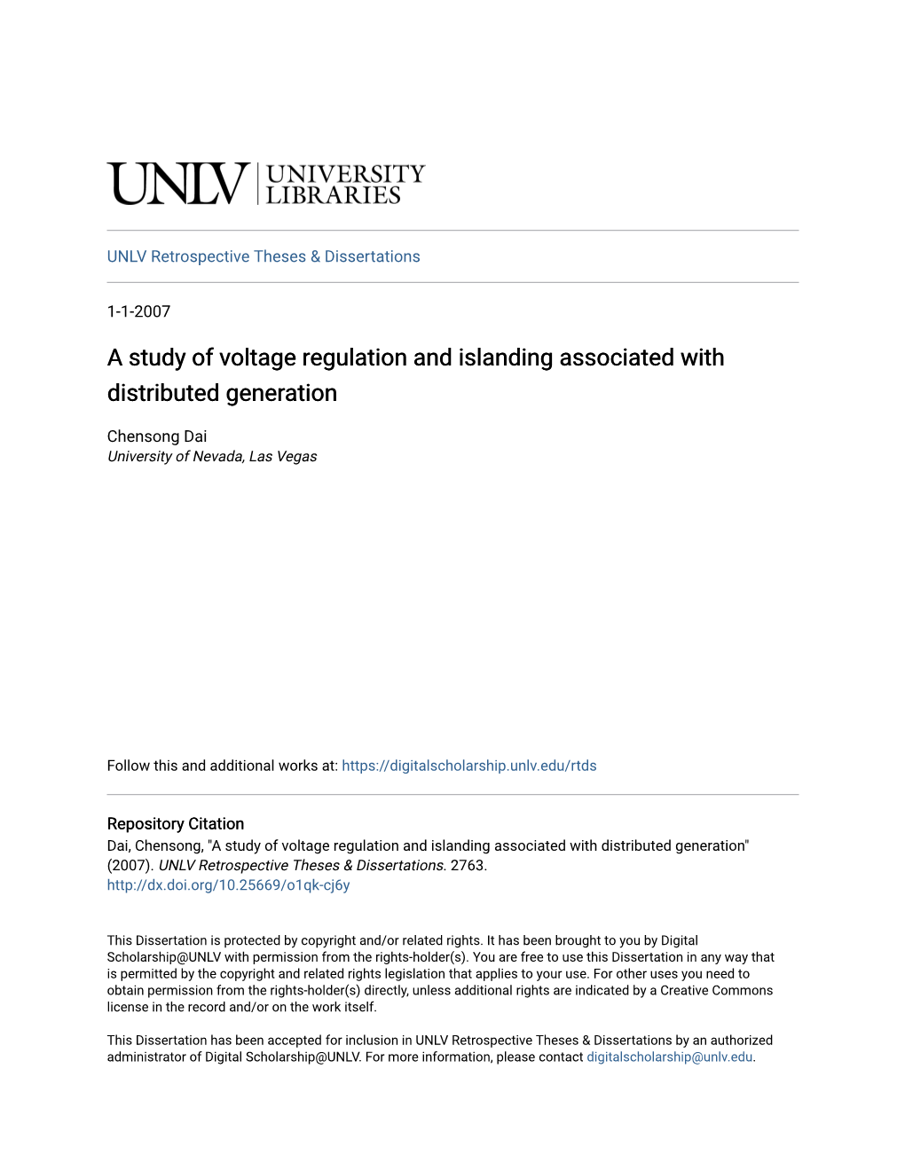 A Study of Voltage Regulation and Islanding Associated with Distributed Generation