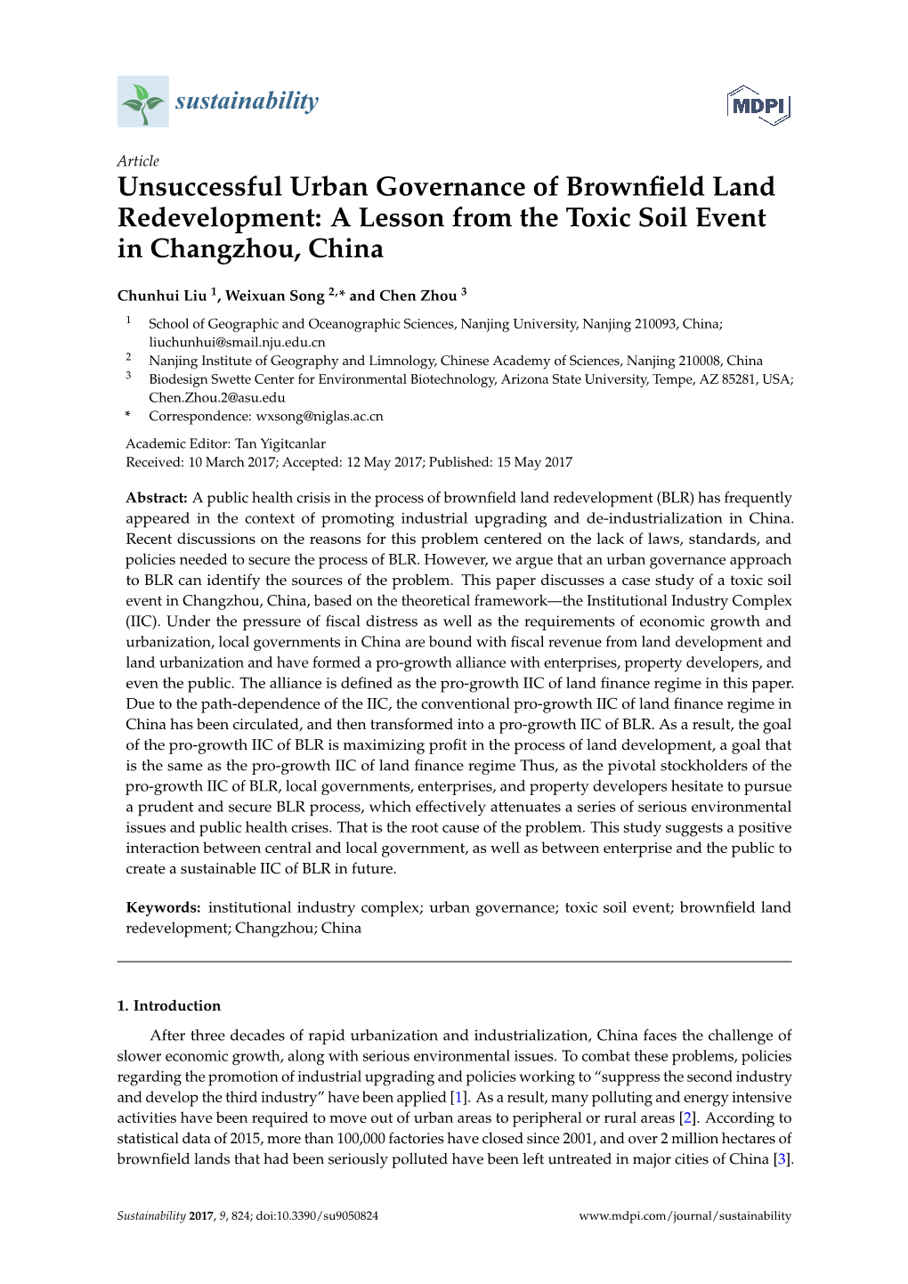 Unsuccessful Urban Governance of Brownfield Land Redevelopment