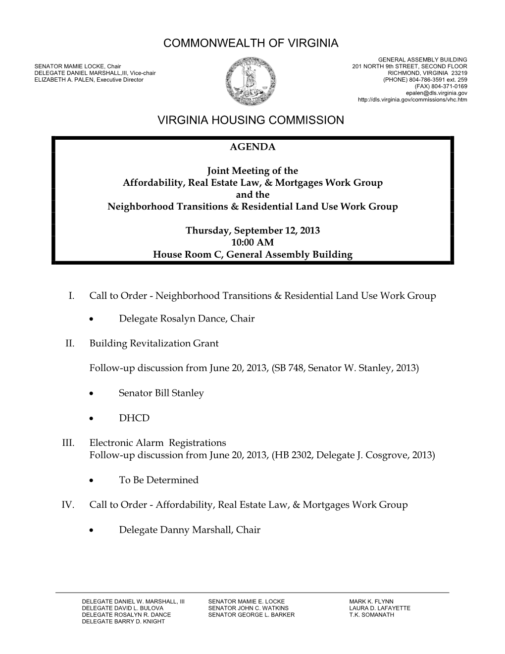 Commonwealth of Virginia Virginia Housing Commission