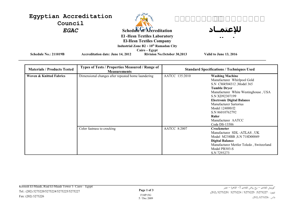 Scope of Accreditation of CLFF