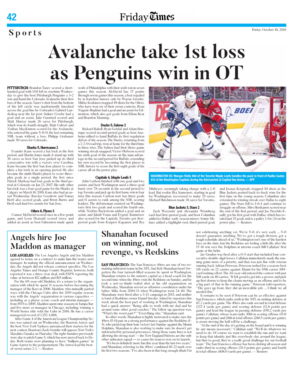 Avalanche Take 1St Loss As Penguins Win in OT