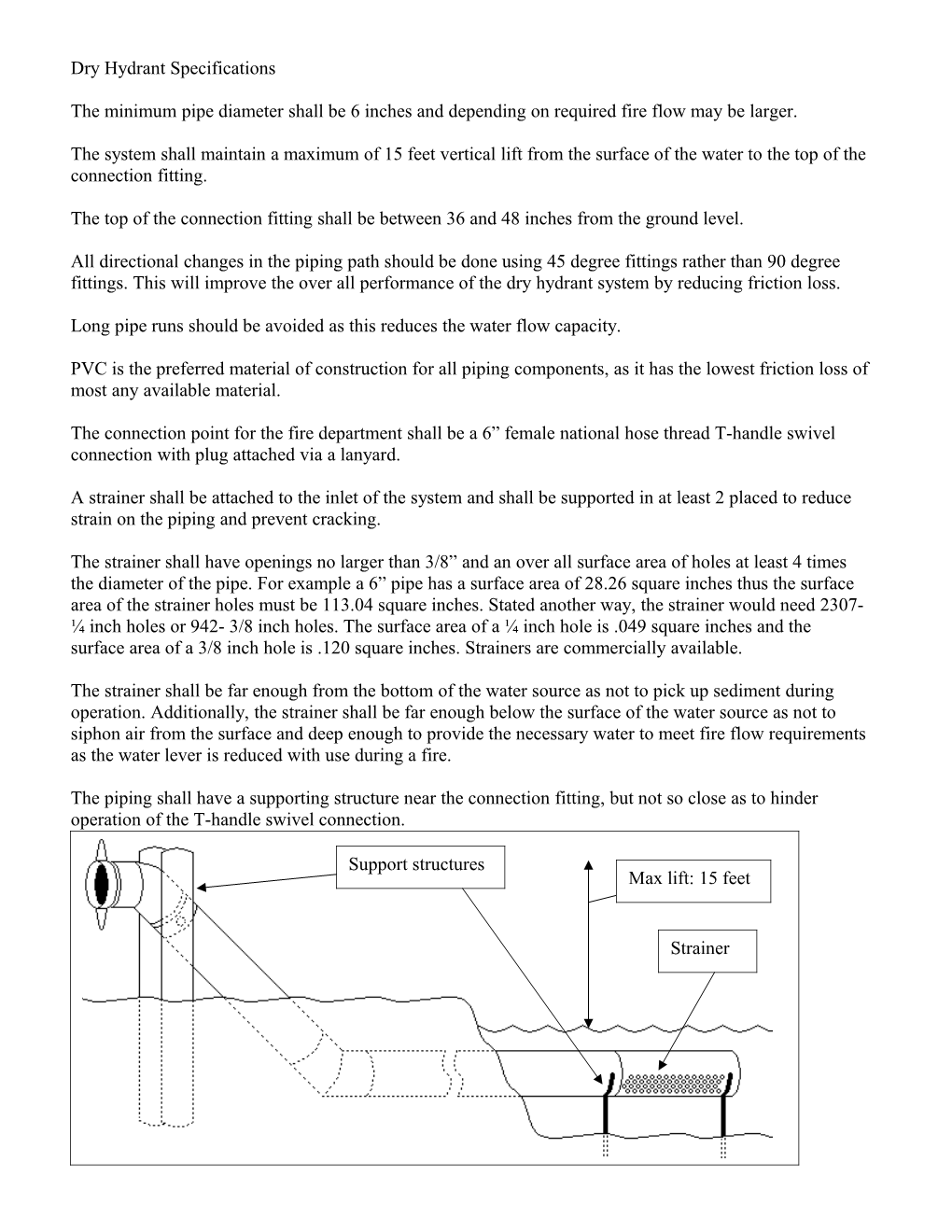 Dry Hydrant Specifications