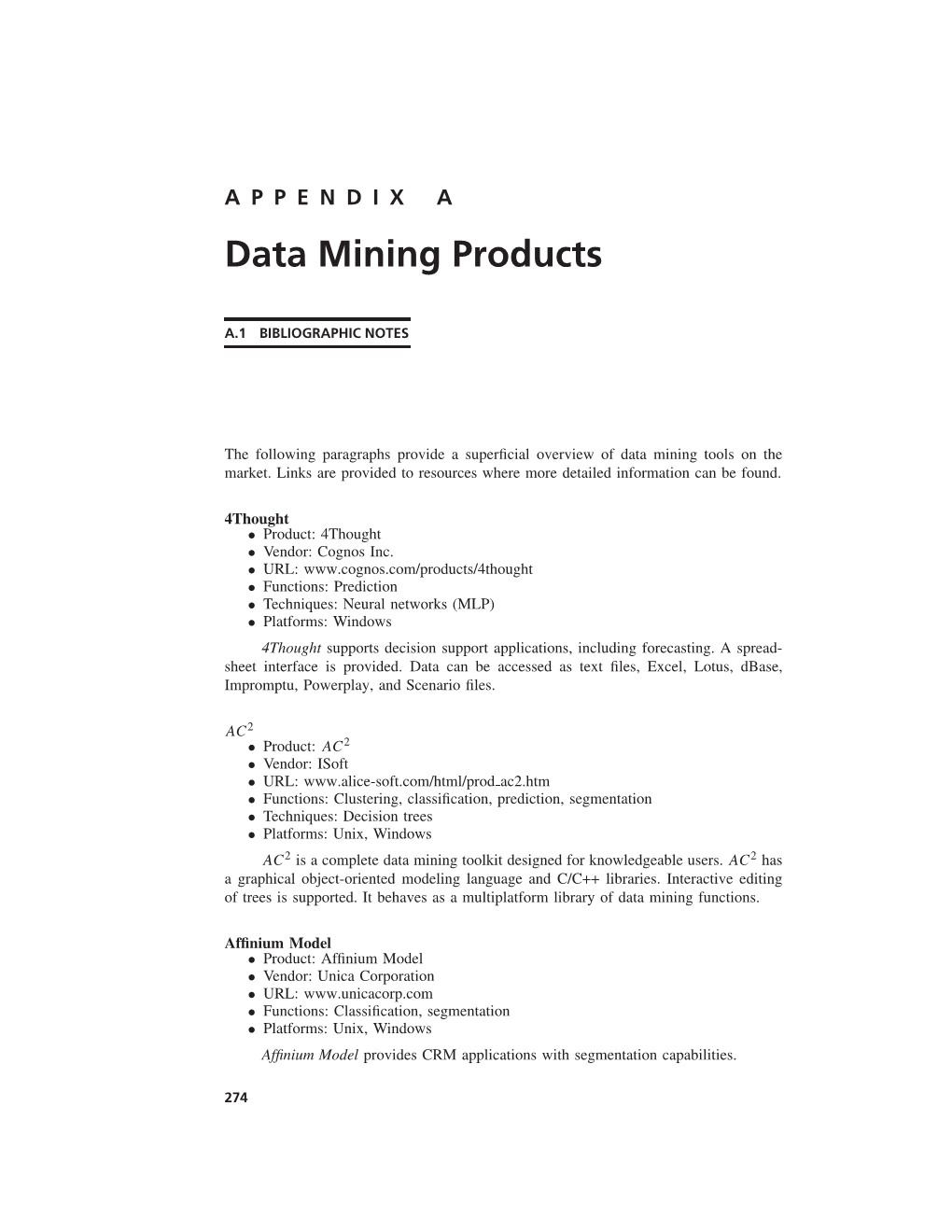 Data Mining Products