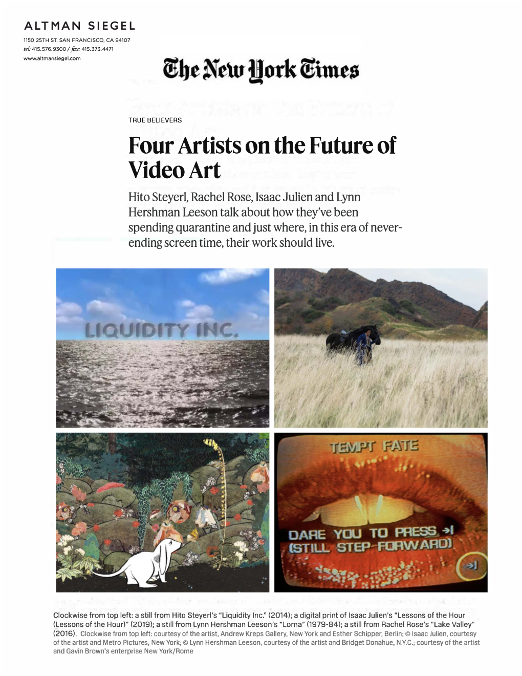 Four Artists on the Future of Video