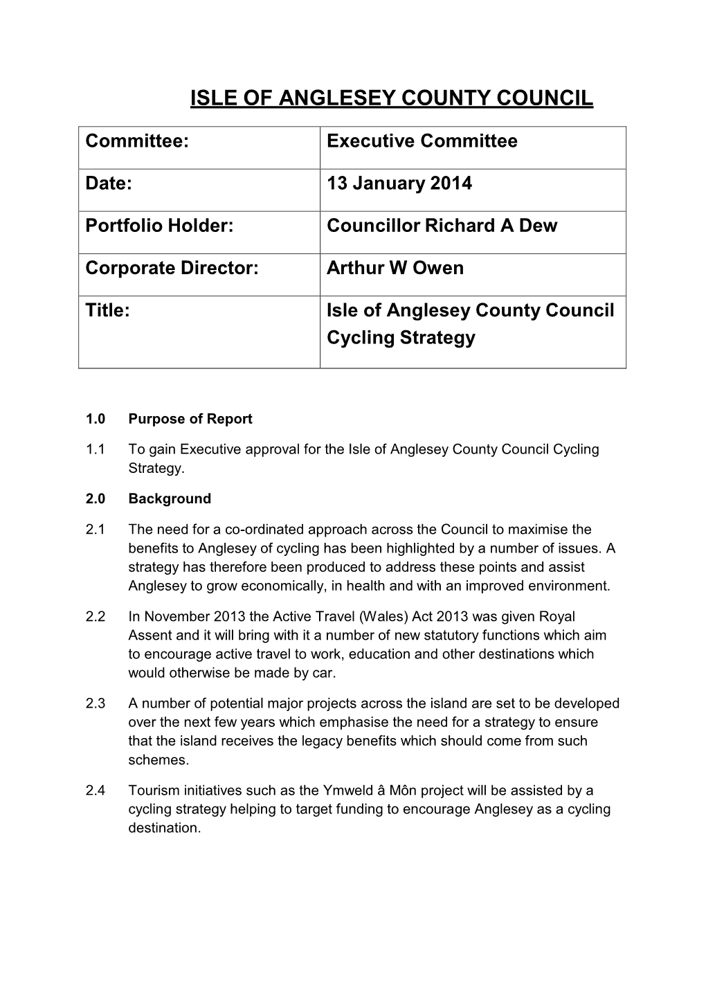 Isle of Anglesey County Council Cycling Strategy