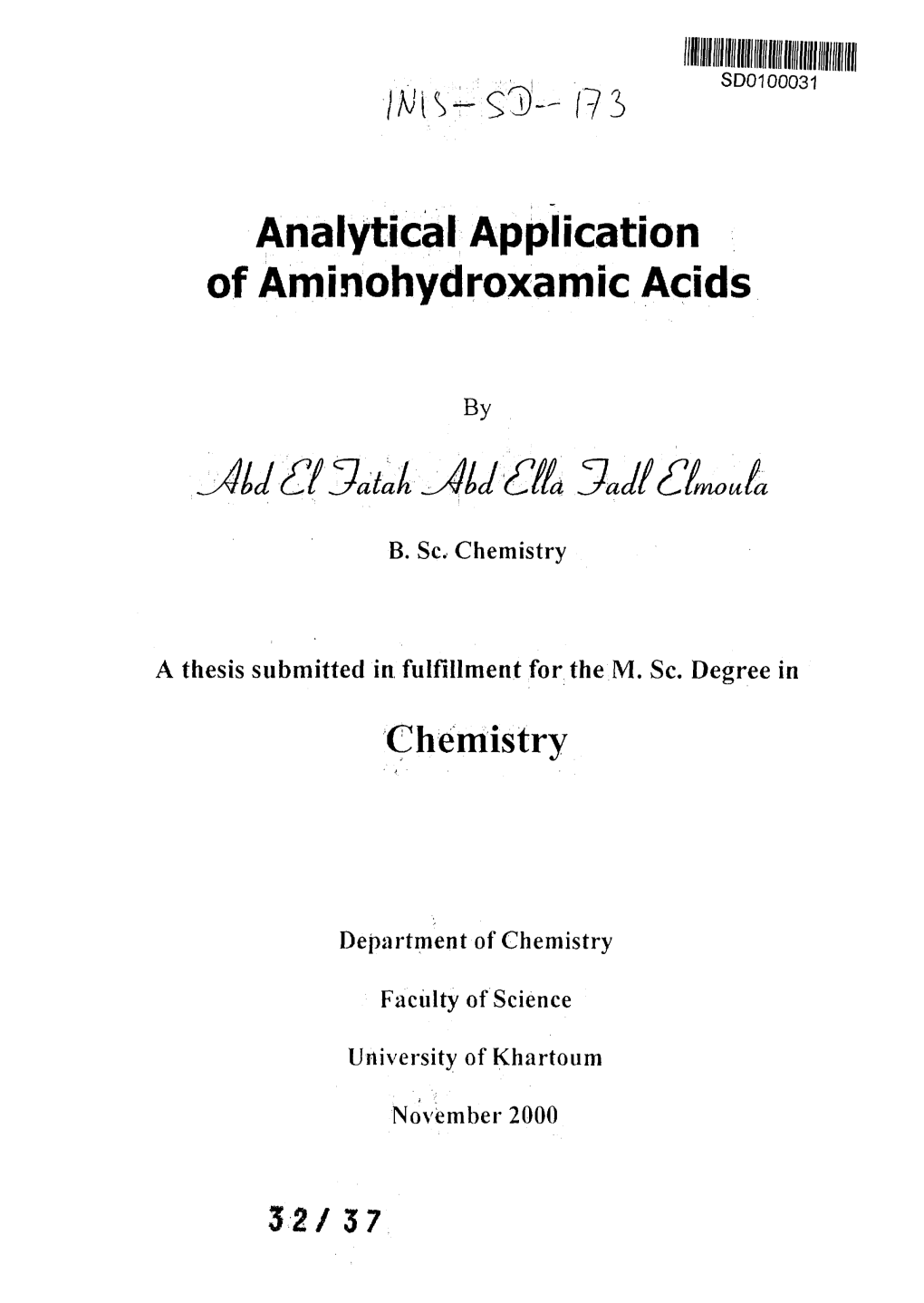 Analytical Application of Aminohydroxamic Acids