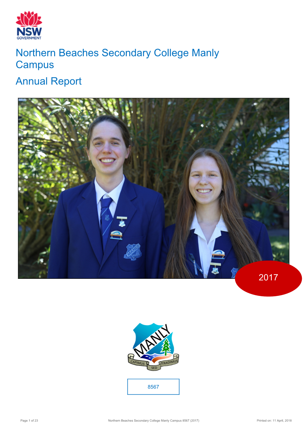 2017 Northern Beaches Secondary College Manly Campus Annual Report