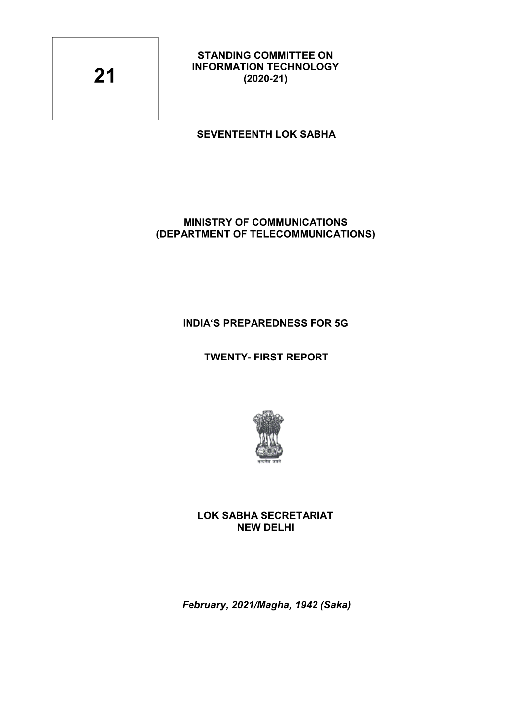 Standing Committee on Information Technology 21 (2020-21)