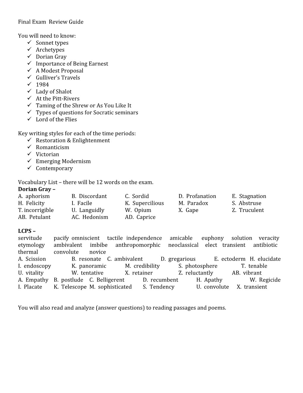 Final Exam Review Guide s1