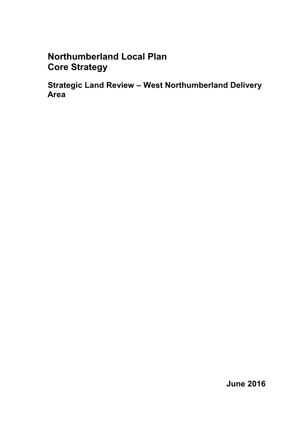 Northumberland Local Plan Core Strategy