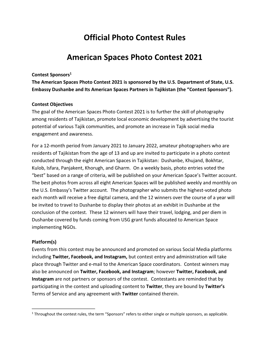 Official Photo Contest Rules American Spaces Photo Contest 2021