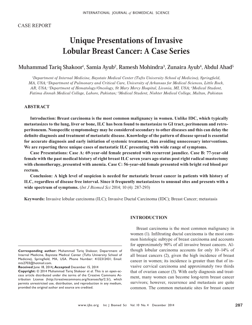 Unique Presentations of Invasive Lobular Breast Cancer: a Case Series