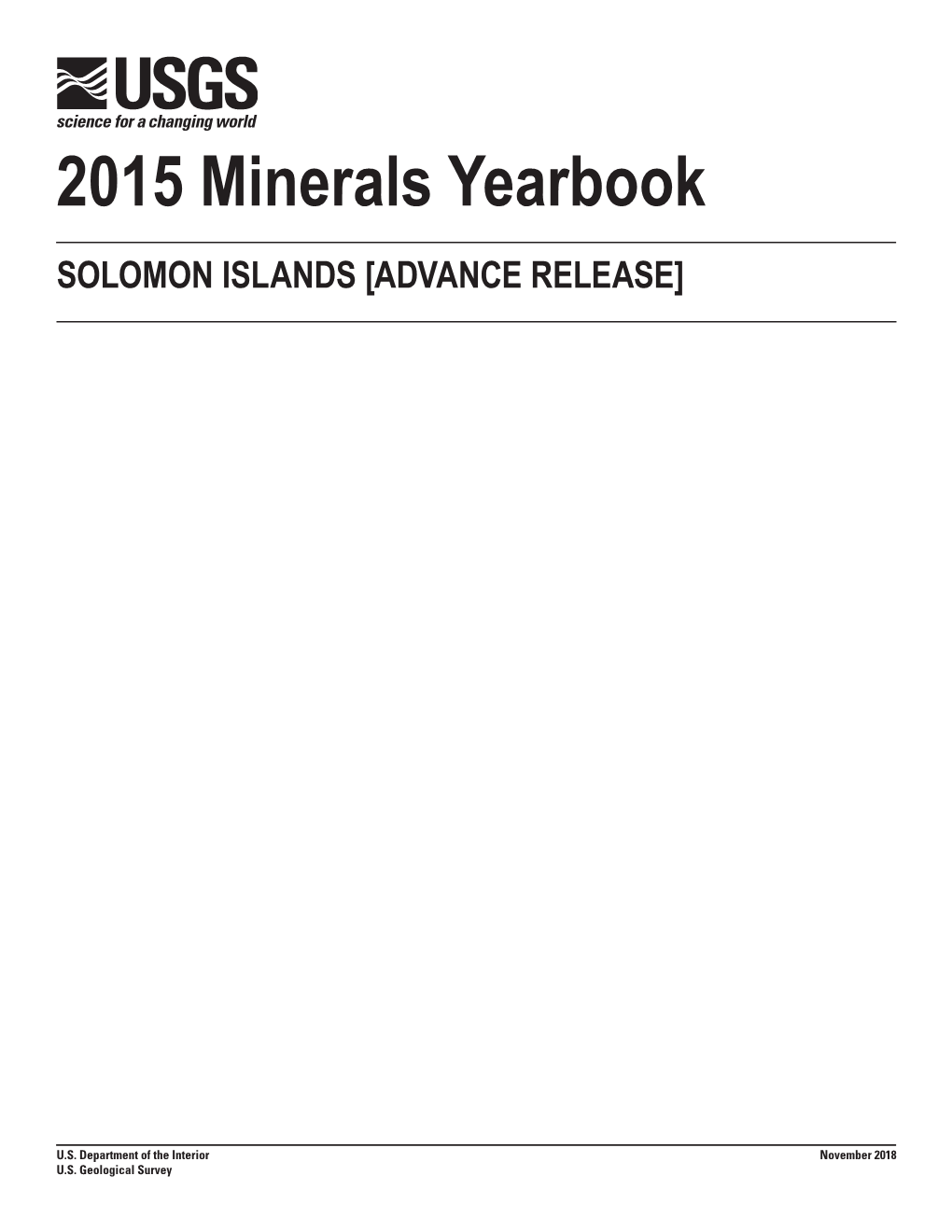 The Mineral Industry of the Solomon Islands in 2015