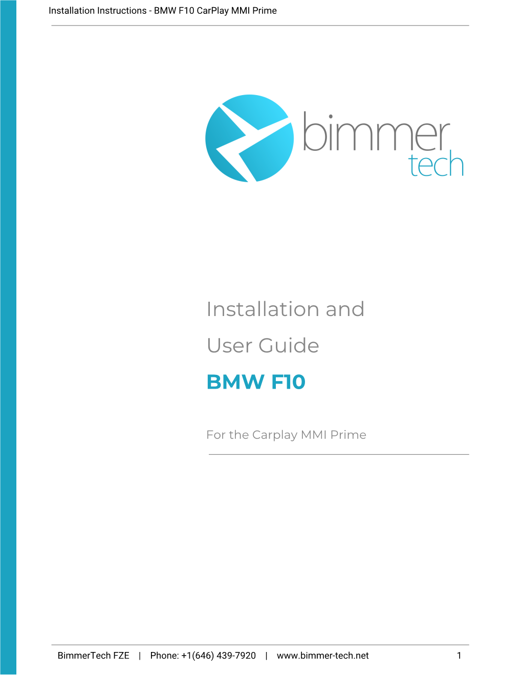 BMW F10 Carplay MMI Prime WCPAA-BM12 Installation Instructions