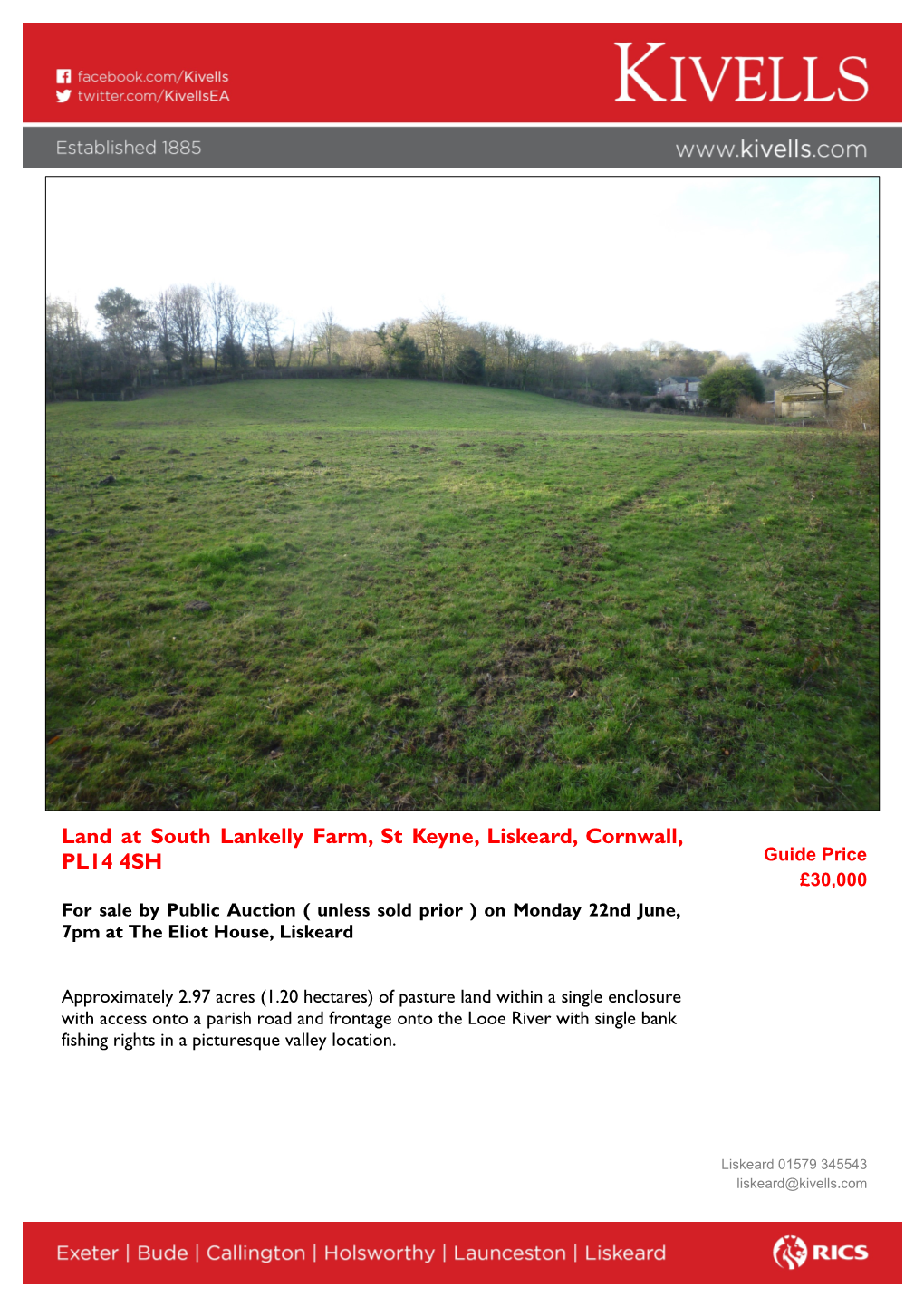 Land at South Lankelly Farm, St Keyne, Liskeard, Cornwall, PL14 4SH Guide Price £30,000