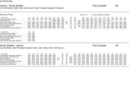 Jarrow - South Shields the Crusader 26 Via York Avenue, Valley View, South Leam, South Tyneside Hospital, Chichester