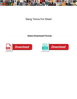 Slang Terms for Weed