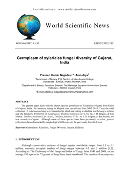 Germplasm of Xylariales Fungal Diversity of Gujarat, India