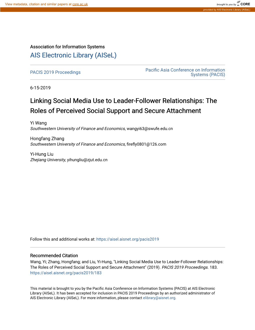 Linking Social Media Use to Leader-Follower Relationships: the Roles of Perceived Social Support and Secure Attachment