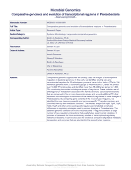 Microbial Genomics