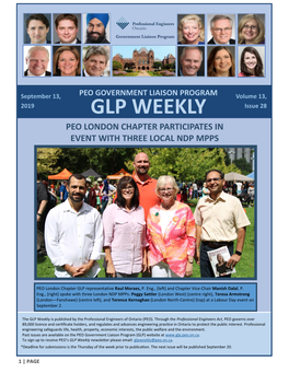 GLP WEEKLY Issue 28 PEO LONDON CHAPTER PARTICIPATES in EVENT with THREE LOCAL NDP MPPS