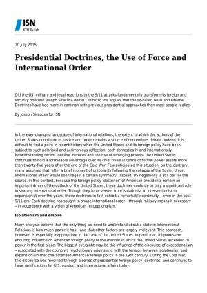 Presidential Foreign Policy Doctrines