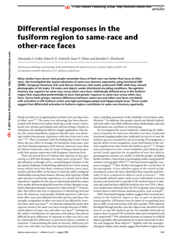 Differential Responses in the Fusiform Region to Same-Race and Other-Race Faces