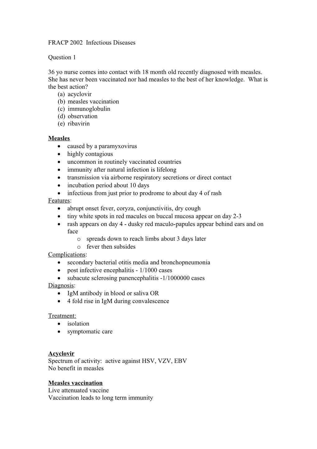 FRACP 2002 Infectious Diseases