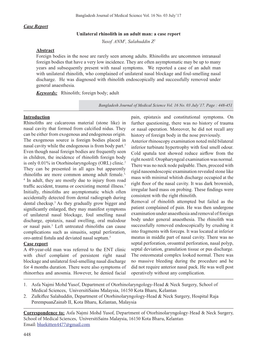 448 Case Report Unilateral Rhinolith in An