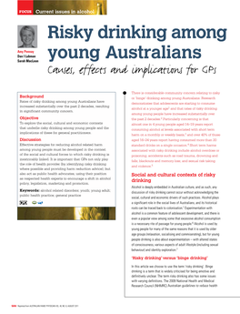 Risky Drinking Among Young Australians