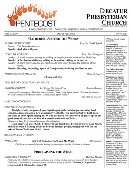 AM060919 Pentecost Communion