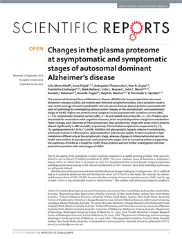 Changes in the Plasma Proteome at Asymptomatic And