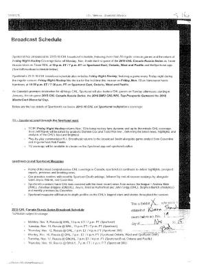 CHL Broadcast Schedule Retrieved from CHL.Ca