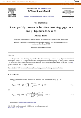A Completely Monotonic Function Involving Q-Gamma and Q-Digamma Functions