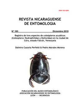 Coleoptera: Hydrophilidae Y Dytiscidae) En La Ciudad De Coro, Estado Falcón, Venezuela