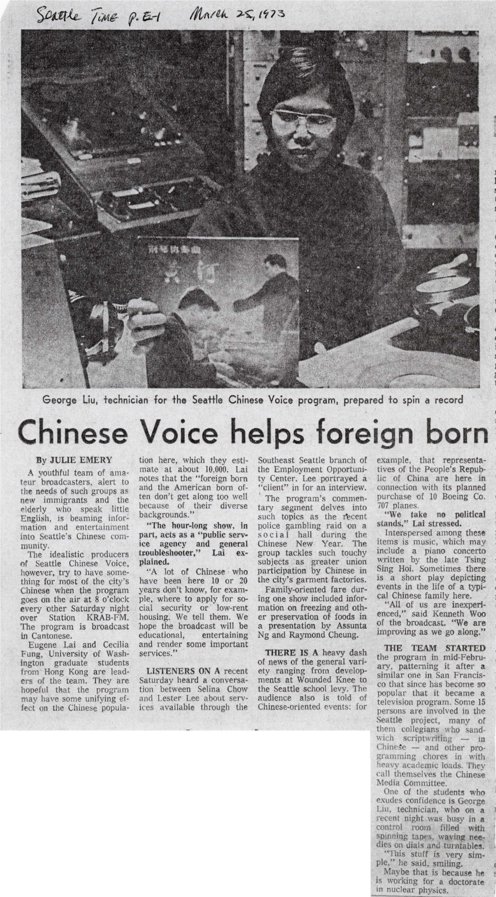 Chinese Voice Helps Foreign Born