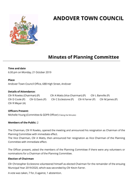 Minutes of Planning Committee