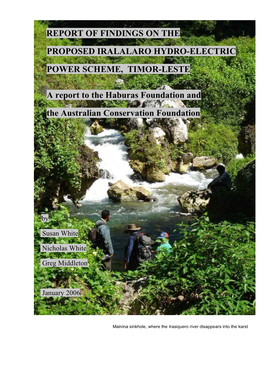 Report of Findings on the Proposed Iralalaro Hydro-Electric Power Scheme, Timor-Leste