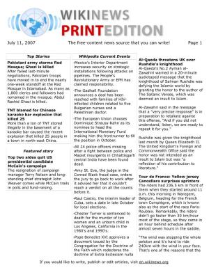 July 11, 2007 the Free-Content News Source That You Can Write! Page 1