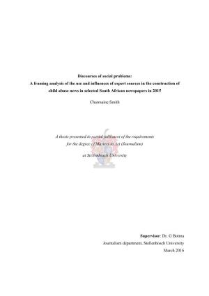Discourses of Social Problems: a Framing Analysis of the Use and Influences of Expert Sources in the Construction of Child Abus