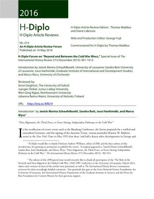 H-Diplo Article Review Forum Commissioned for H-Diplo by Thomas Maddux Published on 16 May 2016